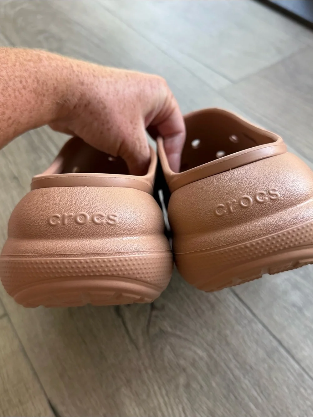 Crocs Crush slides cork brown size 9 women platform chunky sandals